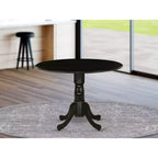 Ensemble de salle à manger nordique pour 2 - Table ronde à pied central moderne et chaises en tissu de lin - Bleu minéral et noir