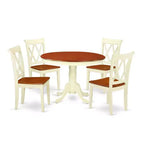 Round Dining Set 5pc - 42 Inch Table & 4 Chairs - Baroque Style Kitchen Set