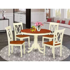 Ensemble table à manger ronde 5 pièces - Table de 107 cm et 4 chaises - Ensemble de cuisine style baroque