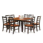 HomeStock 9-Piece Square Black Finish Solid Wood Top Dining Table with 8-Chairs
