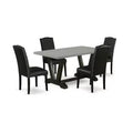 5-Piece Rectangle Natural Oak Finish Solid Wood Top Dining Table with 4 Parson Chair with
