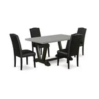 5-Piece Rectangle Natural Oak Finish Solid Wood Top Dining Table with 4 Parson Chair with