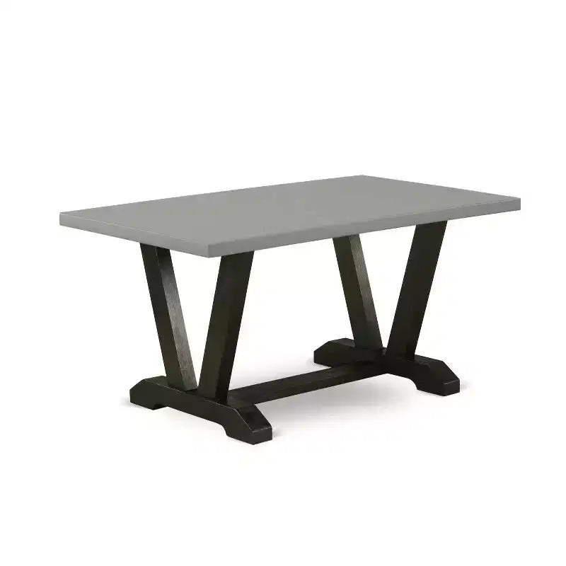 Table à manger 5 pièces rectangulaire avec plateau en bois massif finition chêne naturel et 4 chaises Parsons avec