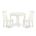 Round Dining Table Set 3pc 42 Inch Table & Chair Set - Modern Kitchen Table