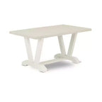 HomeStock Table de salle à manger rectangulaire 7 pièces en bois massif finition blanc lin brossé avec 6 chaises