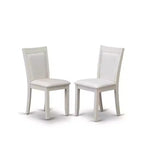 HomeStock Table de salle à manger rectangulaire 7 pièces en bois massif finition blanc lin brossé avec 6 chaises