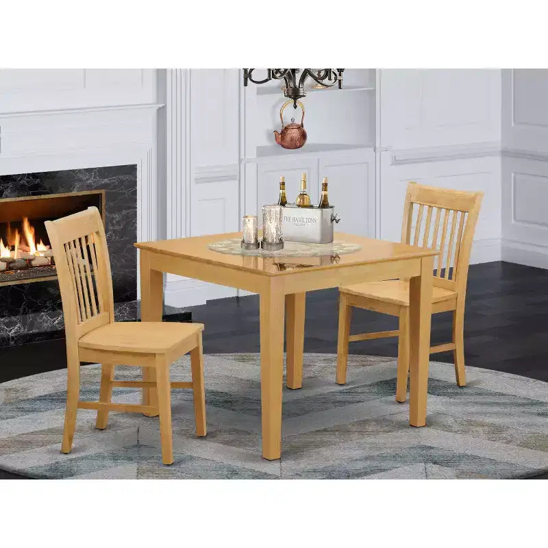 Ensemble table et chaises pour petite cuisine - Table à manger carrée de 91 cm avec 2 chaises - Ensemble de salle à manger style toscan