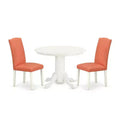 Round Dinette Set 3pc - 42 Table & 2 Parson Chairs - Pink Flamingo PU Leather - Eclectic Elegance