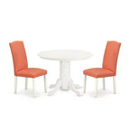 Round Dinette Set 3pc - 42 Table & 2 Parson Chairs - Pink Flamingo PU Leather - Eclectic Elegance