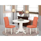 Ensemble de dînette ronde 3 pièces - Table de 42 po et 2 chaises Parson - Cuir synthétique rose flamant - Élégance éclectique