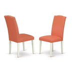 Ensemble de dînette ronde 3 pièces - Table de 42 po et 2 chaises Parson - Cuir synthétique rose flamant - Élégance éclectique