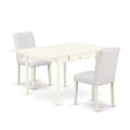 HomeStock 3-Pc Linen White Finish Solid Wood Top with Dropleaf Dining Table Set - Seats 2