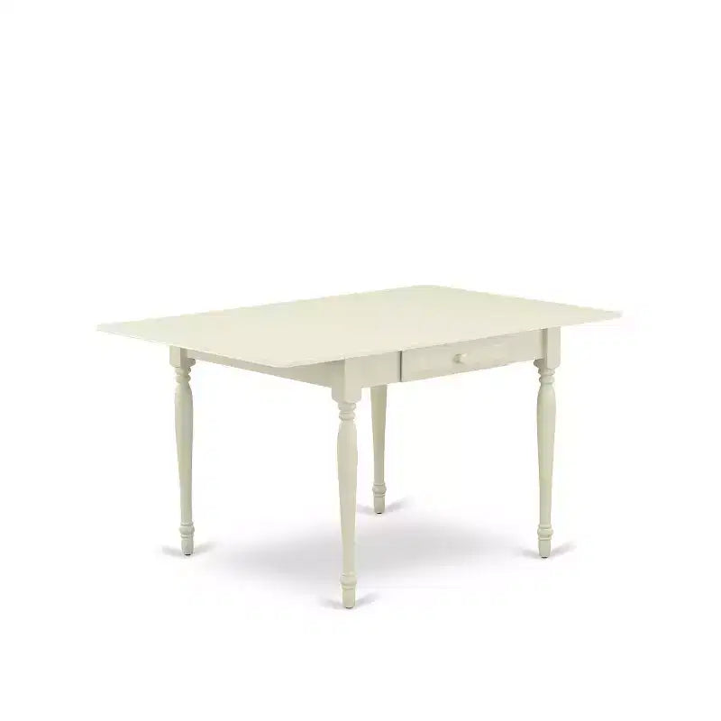 HomeStock – Ensemble de salle à manger 3 pièces en lin blanc avec plateau en bois massif et rallonge à rabat – 2 places