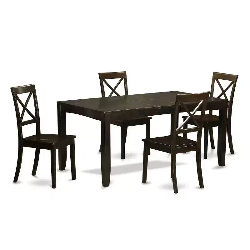 HomeStock 5-Pc Cappuccino Solid Wood Top - Dining Room Set - Seats 4