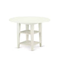 HomeStock 3-Piece Linen White Finish Round Solid Wood Top Dining Table Set