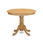 Ensemble de salle à manger rond médiéval - Ensemble table et chaises 3 pièces - Finition chêne - Tissu lin kaki foncé - Salle à manger confortable