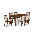 HomeStock 7-Piece Sand Blasted Black Finish Solid Wood Top Dining Table with 6 Chairs