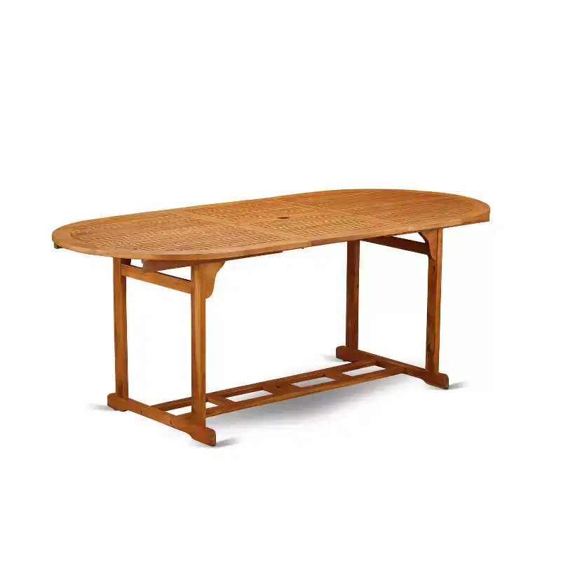 Table à manger 9 pièces en bois massif HomeStock finition chêne naturel avec 8 chaises