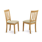 HomeStock Ensemble de salle à manger 5 pièces en chêne naturel avec plateau ovale et 4 chaises à dossier ajouré en tissu de lin, 4 places