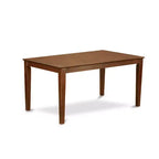 HomeStock 7-Piece Rectangle Mahogany Finish Solid Wood Top Dining Table with 6 Slat Back Dining Chairs, Seats 6