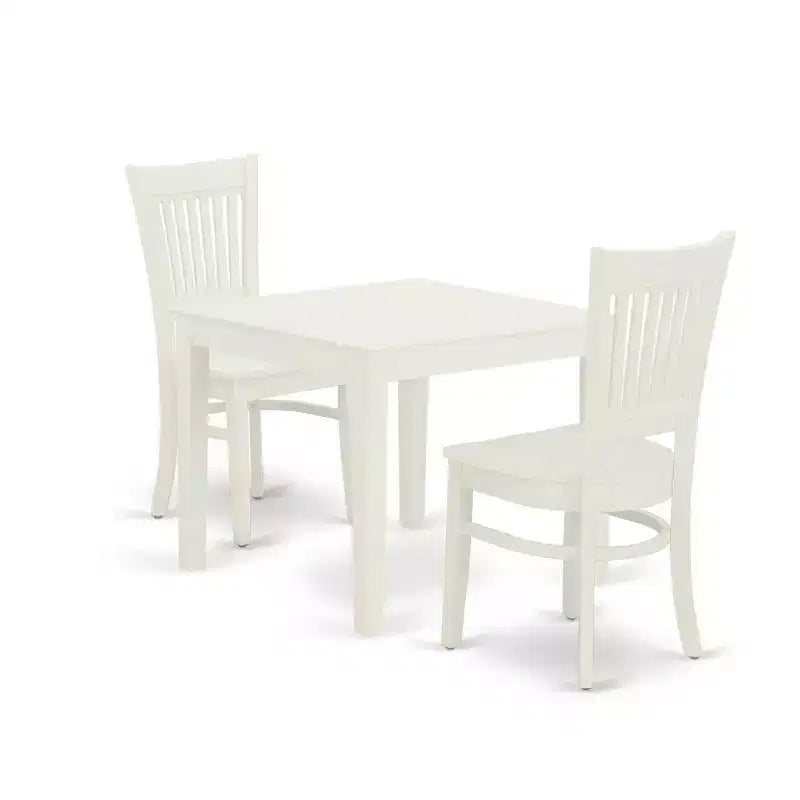 Linen White 3-Piece Wood Dining Set - Small Rectangular Table & 2 Modern Chairs