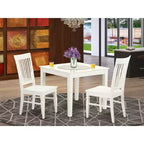 Ensemble Table et Chaises de Cuisine Compact - Salle à Manger 3 Pièces - Table Carrée 91 cm - Finition Blanc Lin