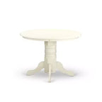 Ensemble table à manger ronde 3 pièces - Table 42 pouces et 2 chaises Parsons - Similicuir PU blanc et pieds en lin
