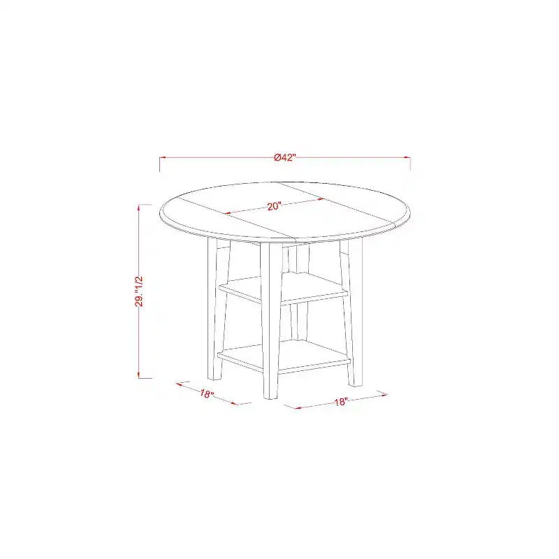 Ensemble table et chaises 5 pièces Dinette - Rond - Finition Merisier Crème - Petit Ensemble Table de Cuisine