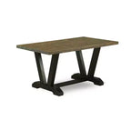 Table à manger 3 pièces HomeStock avec plateau en bois massif finition jacobéenne vieillie et 2 bancs