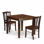 HomeStock 3-Pc Mahogany Finish Solid Wood Top Dining Table Set - Seats 2