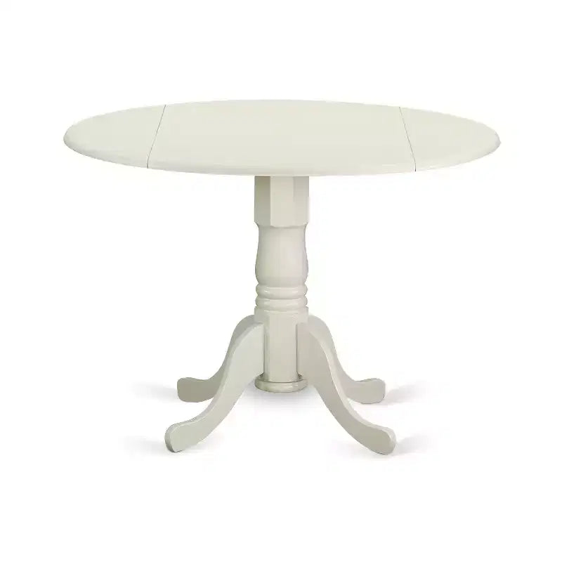 Round Kitchen Table Set - 5 Piece Dinette Table & Chairs - Linen White Finish - Small Space Dining