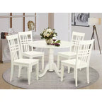 Ensemble de table de cuisine ronde - Table et chaises 5 pièces - Fini blanc lin - Salle à manger pour petits espaces