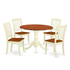 Round Dining Set 5Pc Antique Table & Chairs - 42 Inch Round Table, Vertical Slatted Design