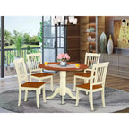 Ensemble de salle à manger rond 5 pièces avec table et chaises de style ancien - Table ronde de 42 pouces, design à lattes verticales