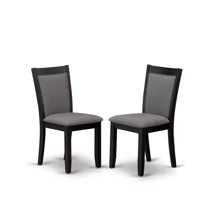 Ensemble de salle à manger rond 3 pièces en bois massif noir brossé – 4 places