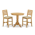 HomeStock 3-Pc Natural Oak Finish Solid Wood Top - Dining Room Set - Seats 4