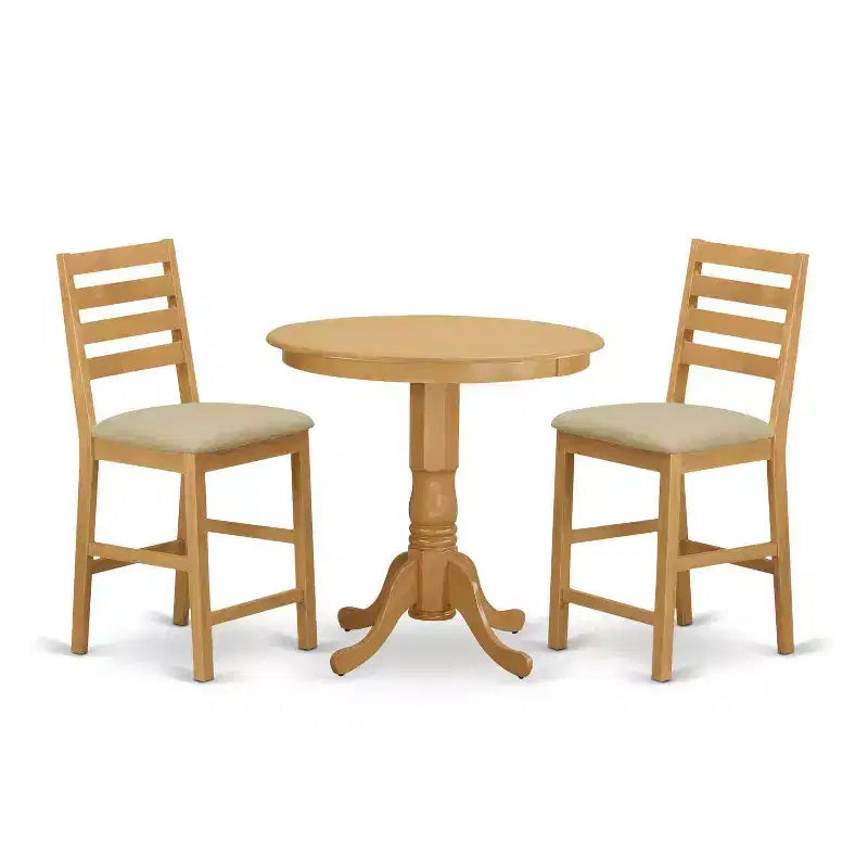 HomeStock 3-Pc Natural Oak Finish Solid Wood Top - Dining Room Set - Seats 4