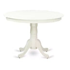 Ensemble Table Ronde de Cuisine Vintage - 3 pièces Table & 2 Chaises - Pieds Blanc Lin - Tissu Beige Clair