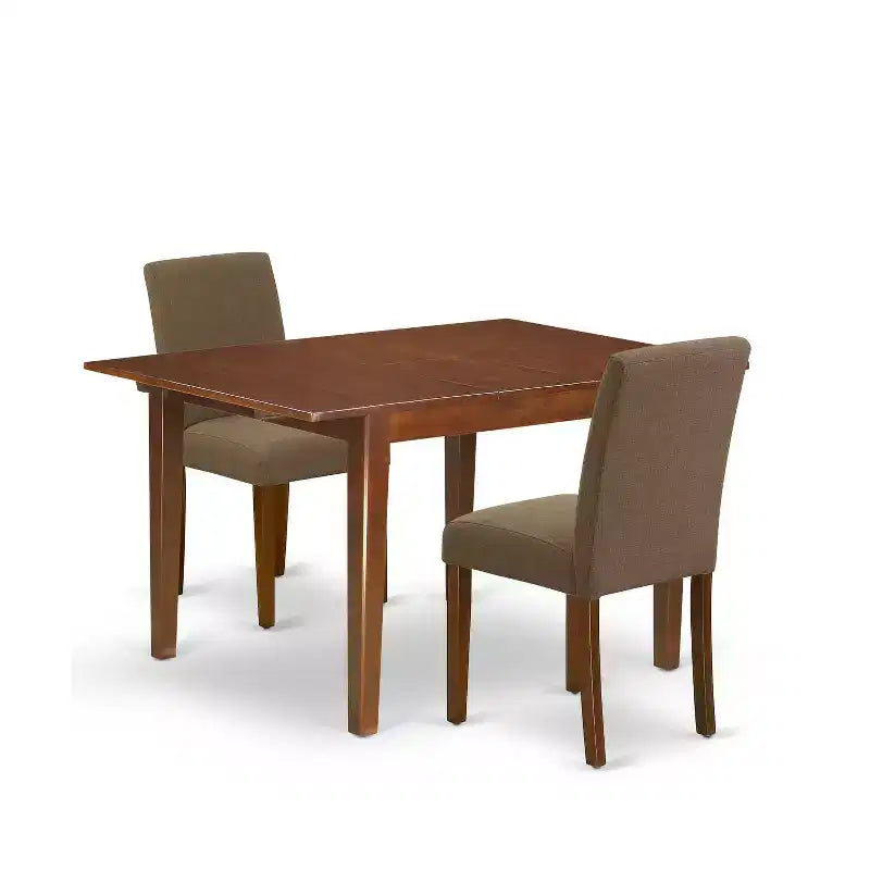 HomeStock 3-Piece Mahogany Finish Rectangular Solid Wood Top Dining Table Set