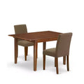 HomeStock 3-Piece Mahogany Finish Rectangular Solid Wood Top Dining Table Set