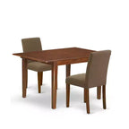 HomeStock 3-Piece Mahogany Finish Rectangular Solid Wood Top Dining Table Set