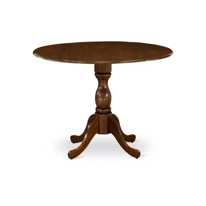 HomeStock Ensemble de 5 pièces en bois massif finition noyer antique avec table de salle à manger et 4 chaises à dossier ajouré avec rabats