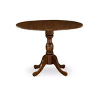HomeStock Ensemble de 5 pièces en bois massif finition noyer antique avec table de salle à manger et 4 chaises à dossier ajouré avec rabats