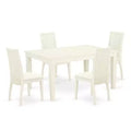 HomeStock 5-Piece Rectangle Buttermilk & Cherry Finish Solid Wood Top Dining table with 4 Chairs with Butterfly Leaf