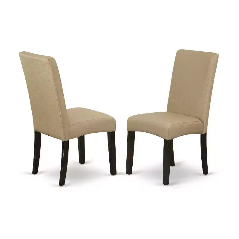Ensemble de salle à manger Baroque Beauty - Table rectangulaire et 6 chaises - Finition cappuccino - Tissu lin - Marron