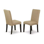 Ensemble de salle à manger Baroque Beauty - Table rectangulaire et 6 chaises - Finition cappuccino - Tissu lin - Marron