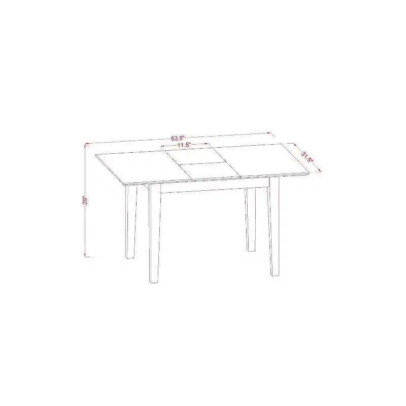 Ensemble de salle à manger moderne - Table rectangulaire 5 pièces et 4 chaises - Table 42/53,5 avec rallonge - Repas élégants