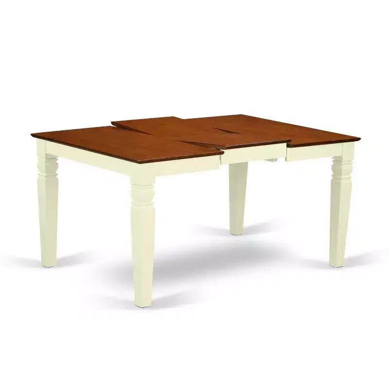 Ensemble de salle à manger bohème chic « Beachy » – Table rectangulaire et 4 chaises plus banc – 107/152 cm
