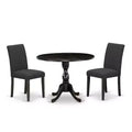 3-Piece Wirebrushed Black Solid Wood Top - Dining Room Set (Seats-4)