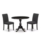 3-Piece Wirebrushed Black Solid Wood Top - Dining Room Set (Seats-4)